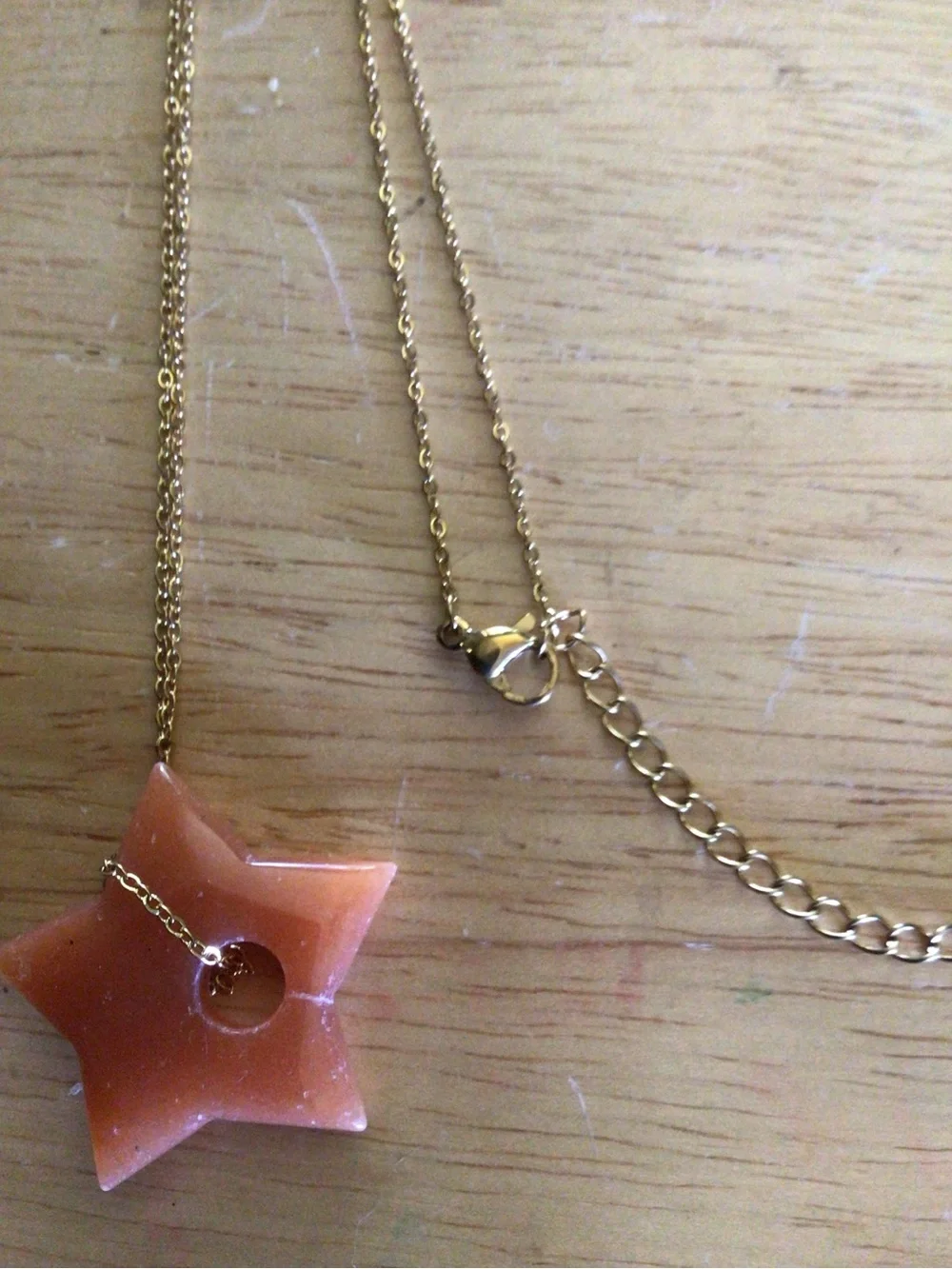 Source Unknown Gold Chain Necklace with Peach Star Pendant